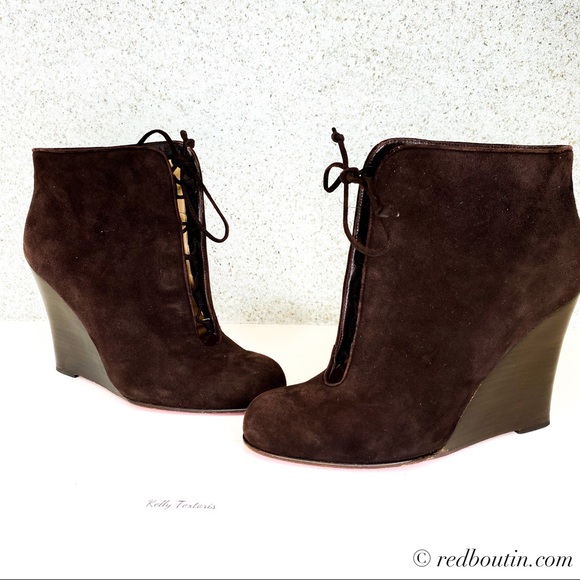 Christian Louboutin Shoes - Christian Louboutin Chaperon Brown Wedge boots